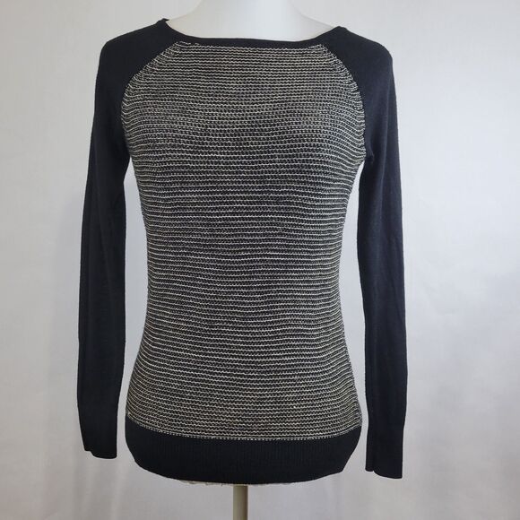 Ann Taylor Loft black gold metallic sweater size XS - Picture 1 of 8